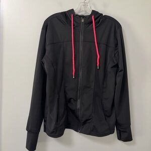 0 to 5 Workout Jacket Black Hooded Full Zip Athletic Track Sporty 2X Fits Small